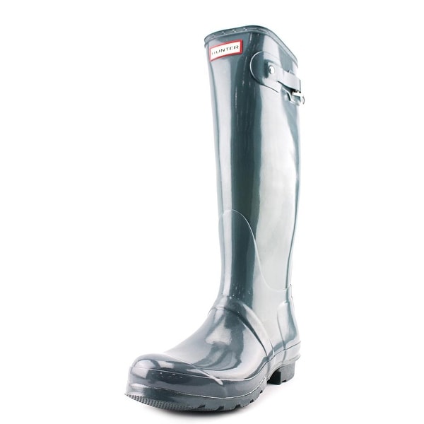 Hunter Orginal Tall Glossy Women Round Toe Synthetic Gray Rain Boot
