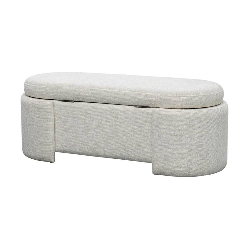 Martha Stewart Leslie Fully Upholstered Oval Storage Bench with Soft-Close Lid