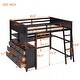 preview thumbnail 14 of 26, Wooden Full Size Loft Bed with Drawers and Desk, Platform Bed with Shelves