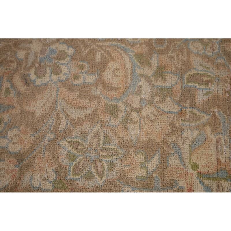Distressed Muted Najafabad Persian Vintage Hand-Knotted Wool Carpet - 9'3" x 12'11"
