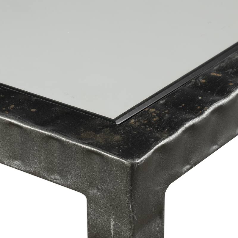 Uttermost Leo 52 Inch Wide Iron Console Table with Tempered Glass