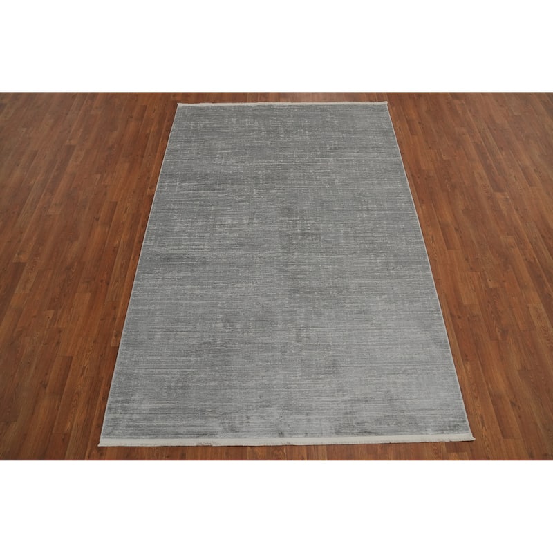 Machine Made Oriental Polyester Carpet Modern Contemporary Greys & Charcoal Modern Area Rug - 7' 5'' X 5' 2''
