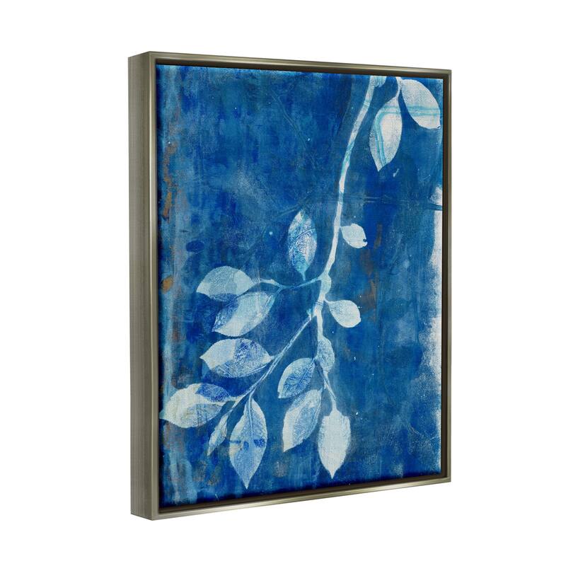 Stupell Blue Botanical Leaves Floating Framed Canvas Wall Art, Design by Liz St. Andre