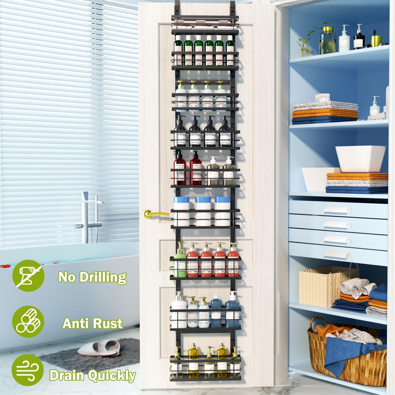 Narrow over the door spice rack deals
