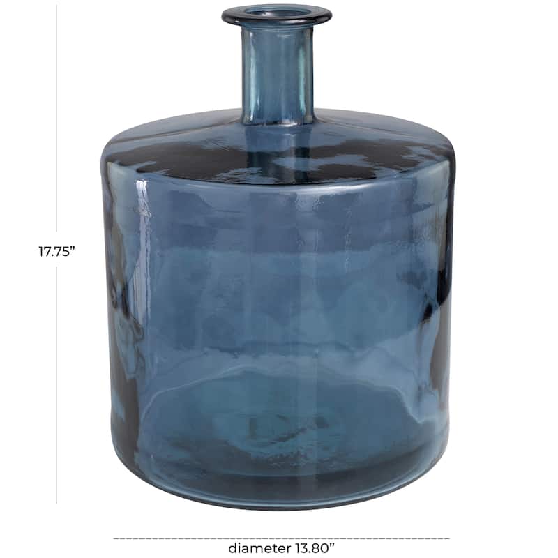 Blue Recycled Glass Spanish Bottleneck Vase 14"W, 18"H Bed Bath