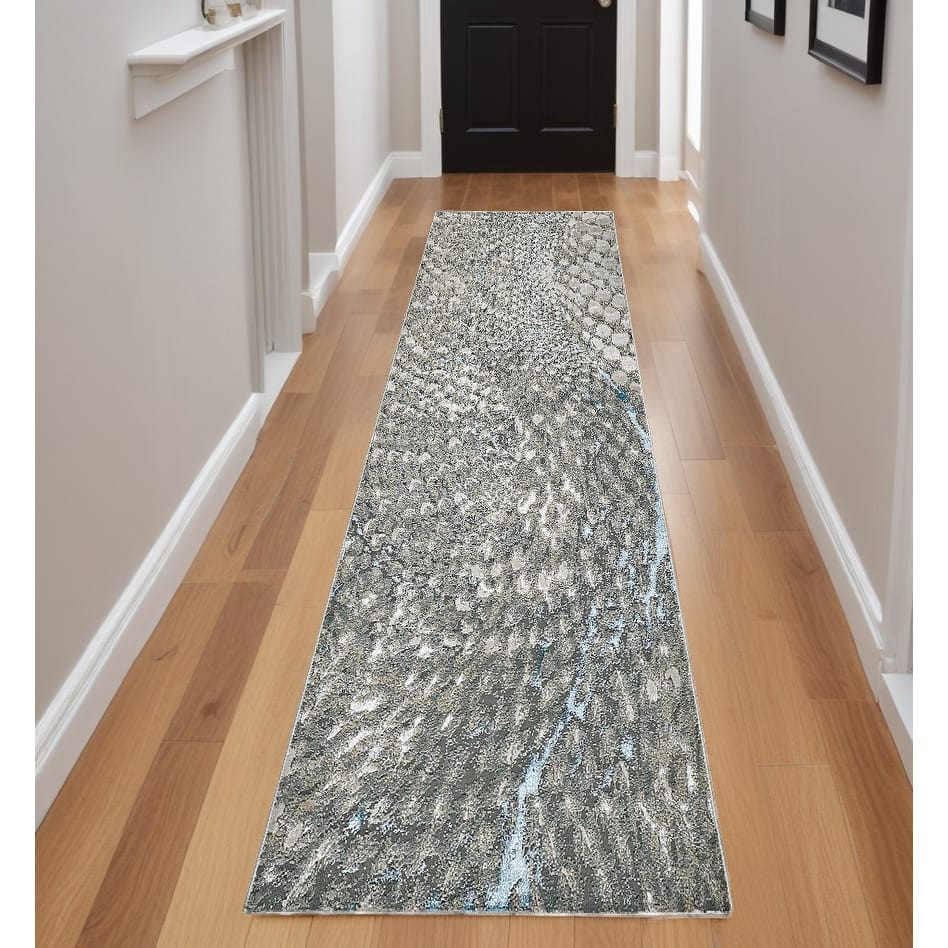 Zelal Power Loomed Abstract Modern Stain Resistant Area Rug By HomeRoots - 94' X '34' X '0.39