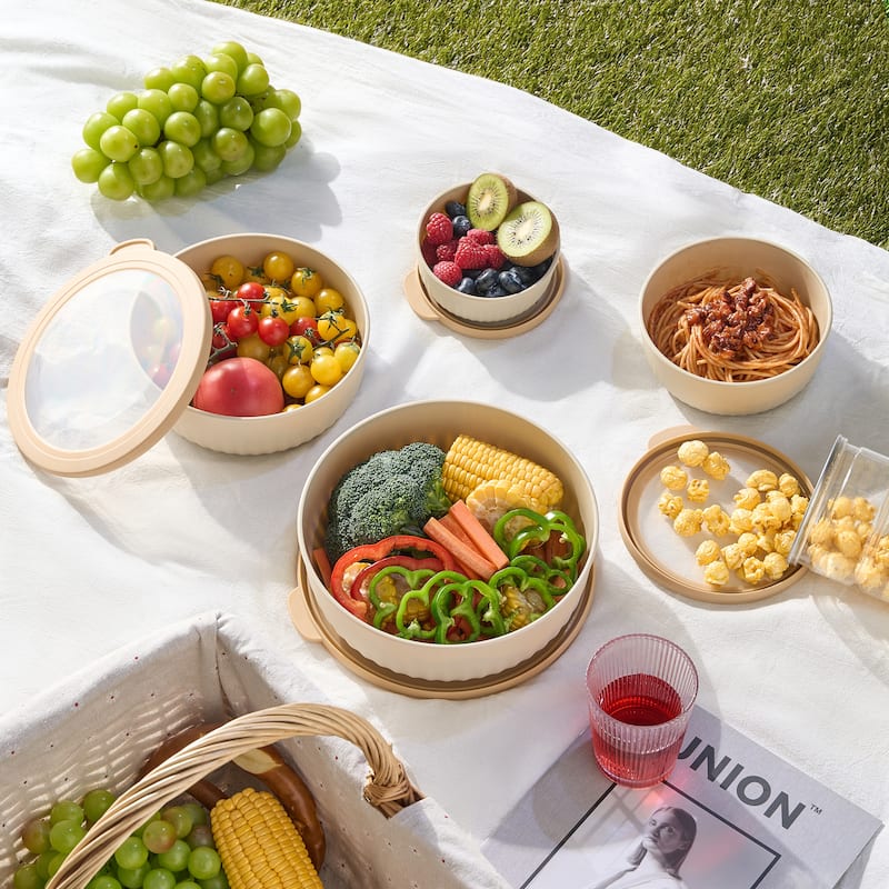 4-Pack BPA-Free Plastic Nesting, Stackable Food Storage Containers with Tight-Seal Lids - 8.7" D x 3.4" H