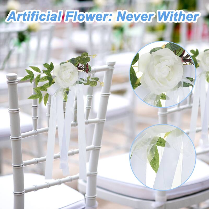 6Pcs Wedding Aisle Decorations Pew Flowers Chair Artificial Flowers
