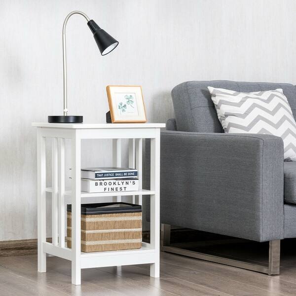 Shop 3 Tier Nightstand Side Table With Baffles And Corners White Overstock 30088862