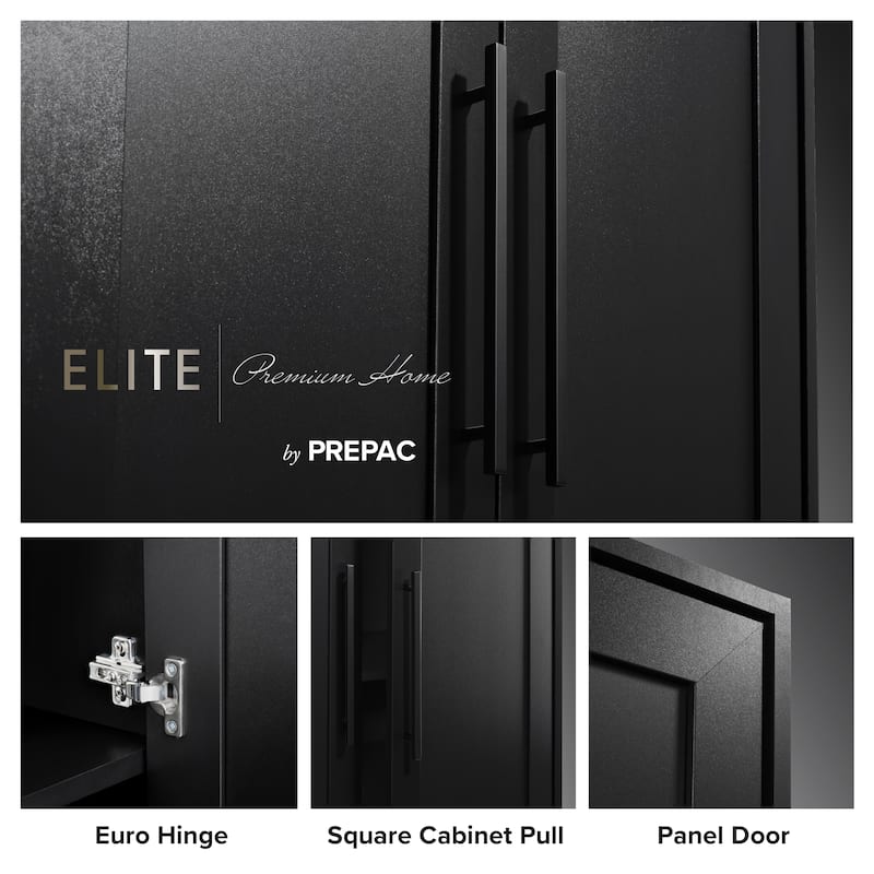 Prepac Elite Premium Home Storage Cabinet with Panel Doors 16" D x 32" W x 72" H - 32 in W x 72 in H x 16 in D - Black