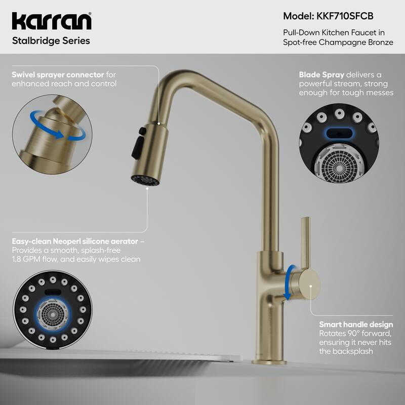 Karran Stalbridge Single Handle Pull-Down Sprayer Kitchen Faucet
