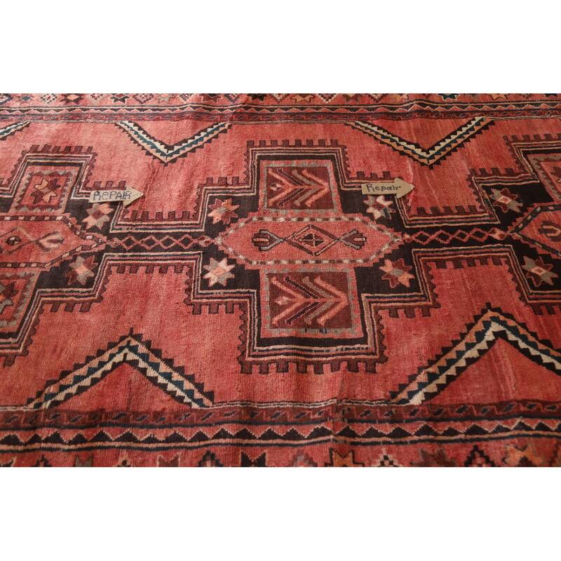 Hand Knotted Oriental 100% Wool Carpet Traditional Tribal Red Lori Area Rug - 11' 11'' X 5' 5''
