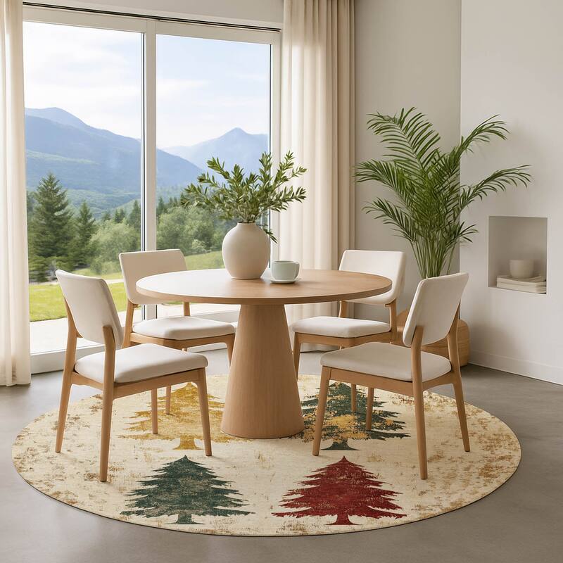 Premium Washable Super Soft Pine Tree Mayfield Rug - Ivory - 8' x 8'