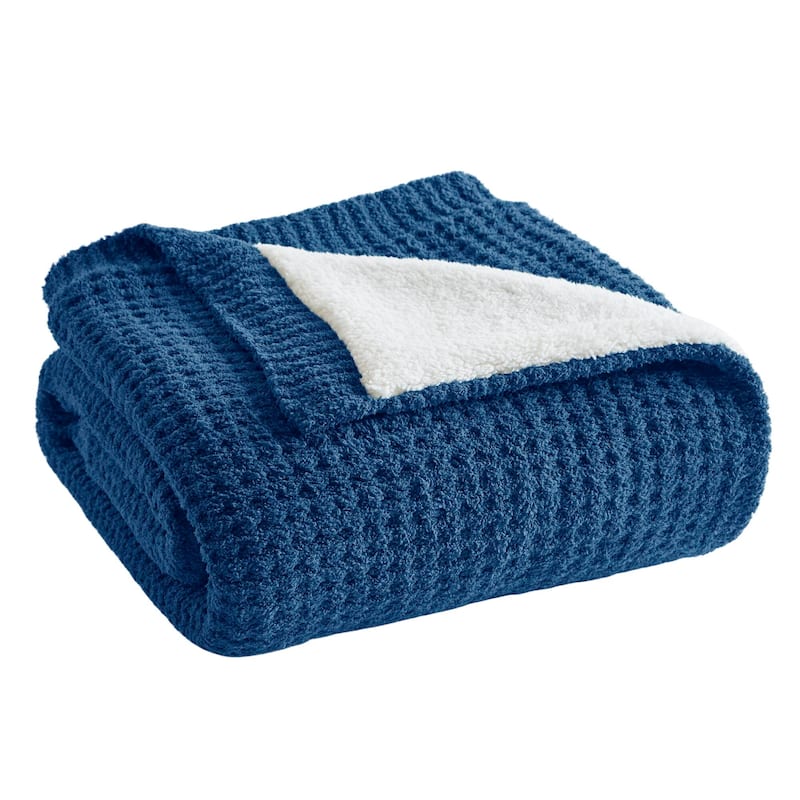 Madison Park Eden Waffle Knit Chenille Throw 50x60"