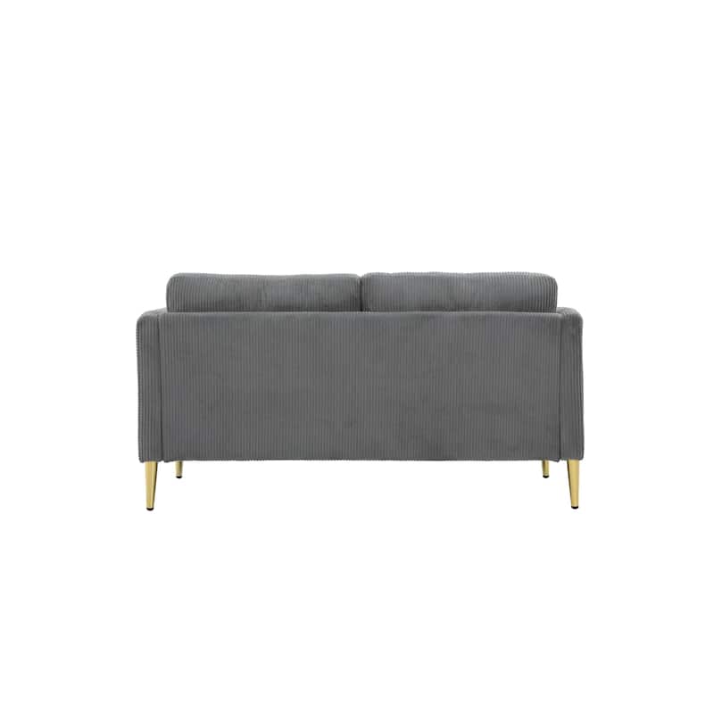 60.63" W Mid-Century Corduroy Fabric Loveseat with Tuxedo Arm