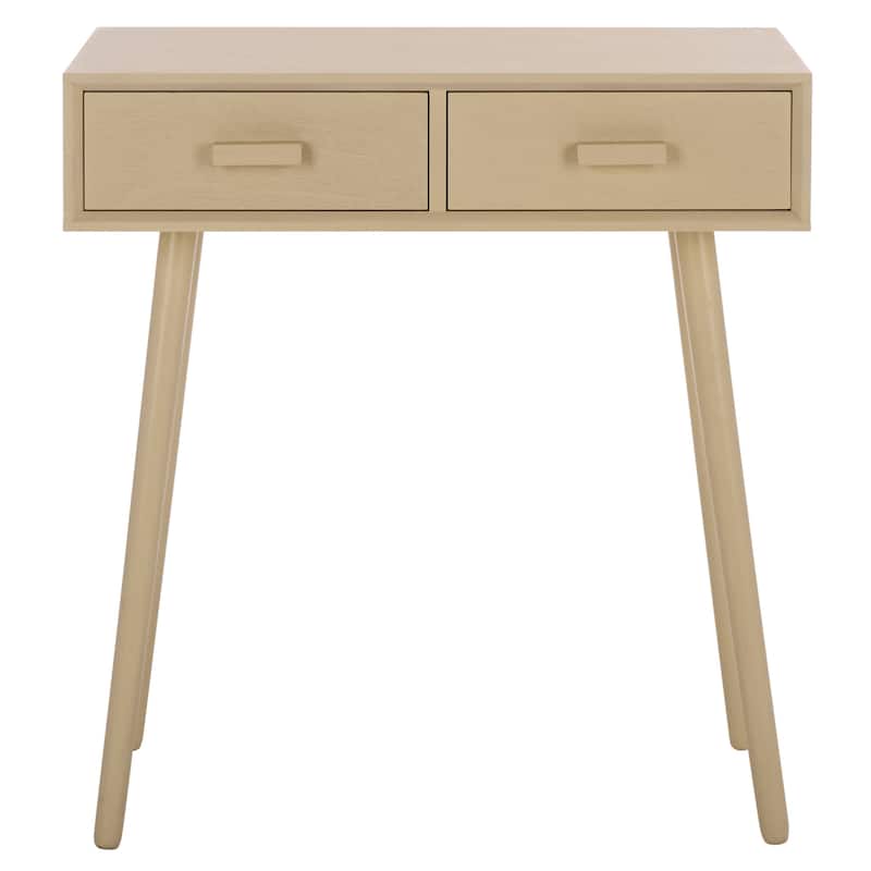 SAFAVIEH Pearla Antique White 2-Drawer Console Table - 28.3" x 13.8" x 30.8" - 28"W x 14"D x 31"H - Sand