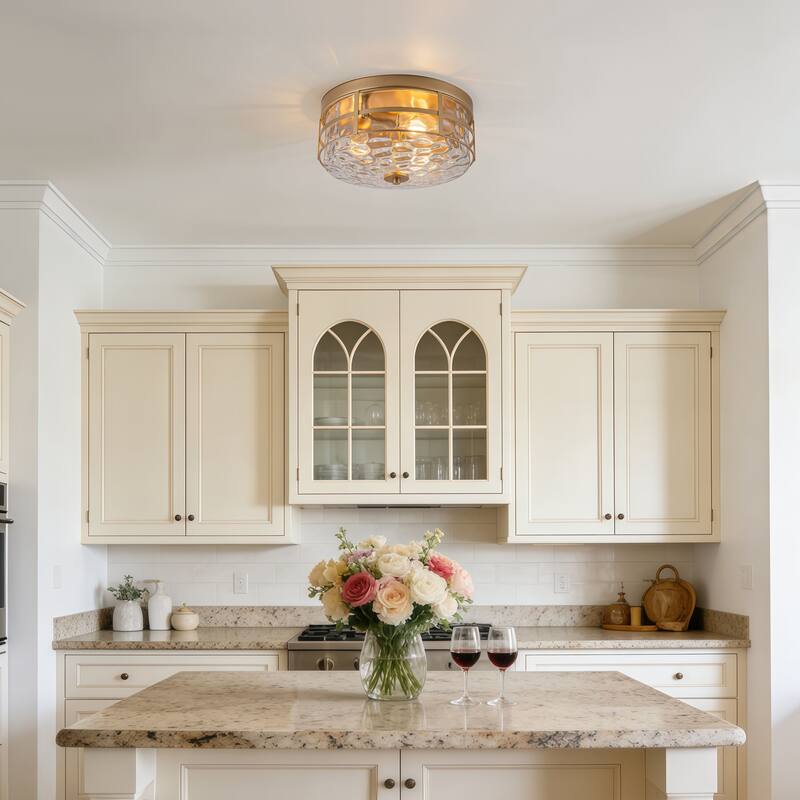 Starsky 3-Light Modern Clear Hammered Glass Flush Mount