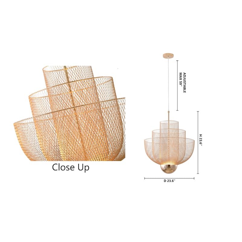 Gold Metal LED 3 Tier Chandelier