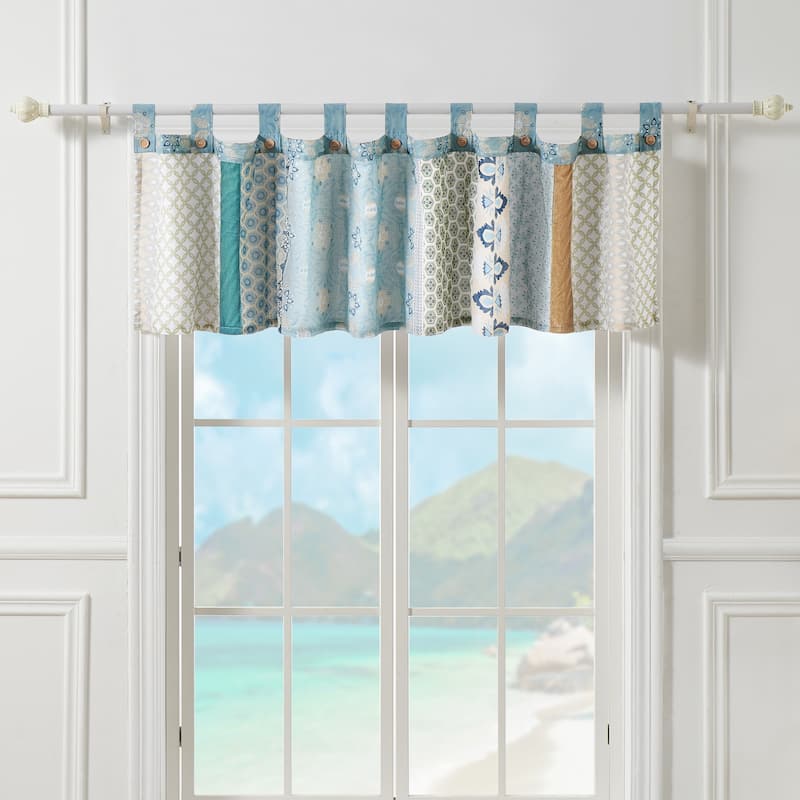Greenland Home Fashions Thalia Tab-Top Style, Velvet-Embellished Window Valance, 84 W x 21 L