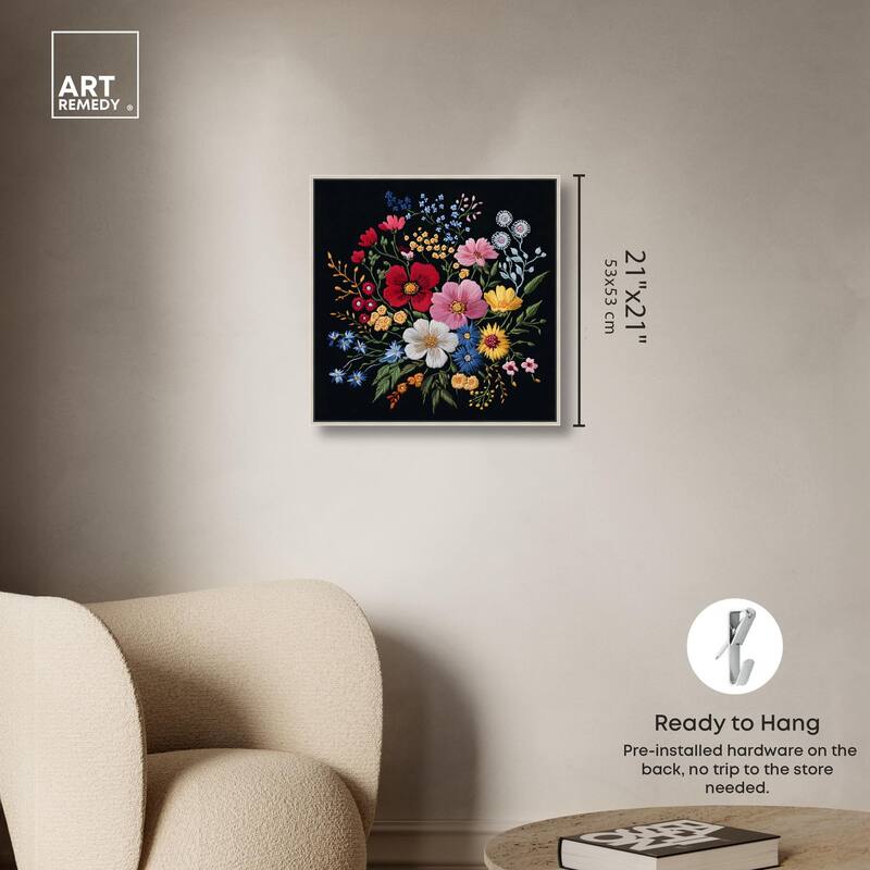 Midnight Wildflower Weave Canvas by Art Remedy