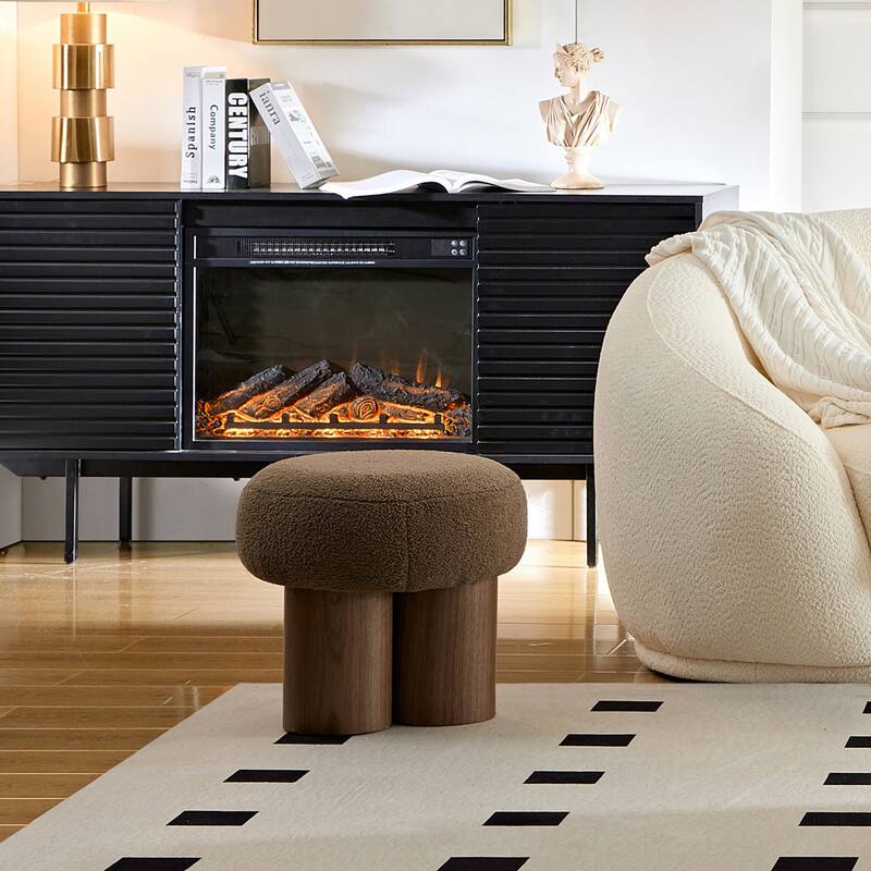 Modern Barrel Teddy Upholstered Mushroom Stool