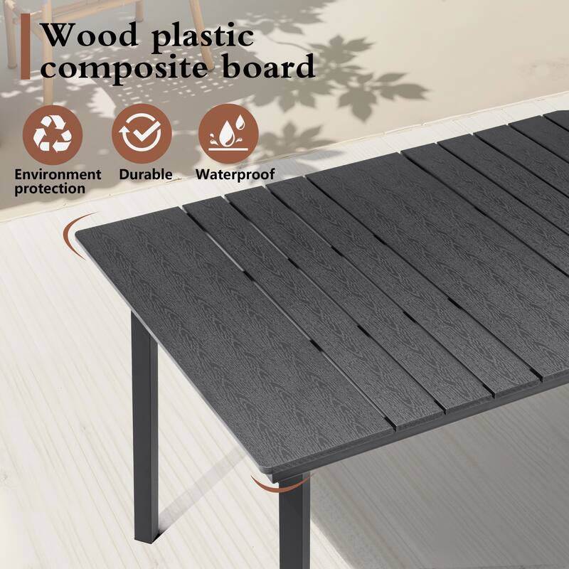 7PC Outdoor Patio Dining Set With Umbrella Hole Table Rattan Chairs