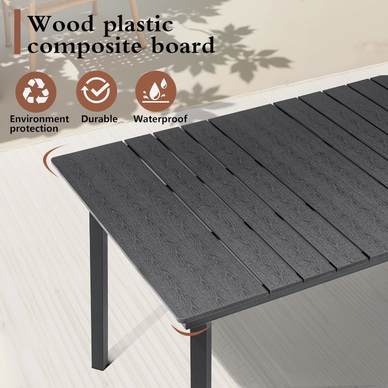 Pellebant Outdoor Patio Rectangle Dining Table with Umbrella Hole