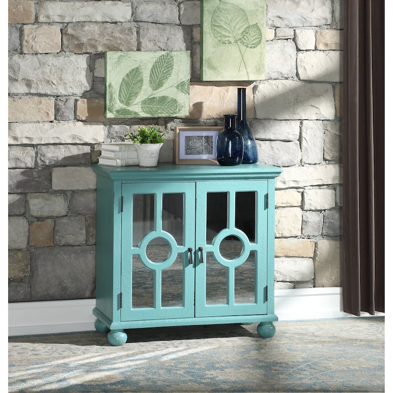 Modern Traditional Accent Chest with Mirror Doors Pulls Wooden