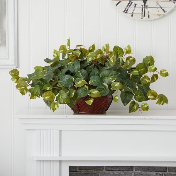 Nearly Natural Pothos with Decorative Vase Silk Plant