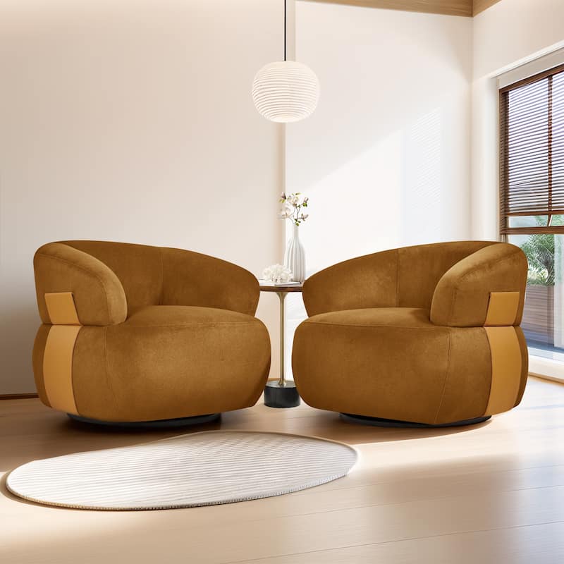 Kieon 33"W 360 Swivel Barrel Chair Modern Accent Chair Set of 2