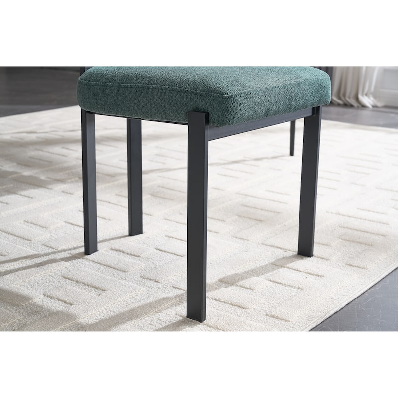 Modern Curved 2 Piece Kitchen Dining Chairs with Cushions, Backrest, Metal Legs for Dining Room Kitchen Living Room Bedroom