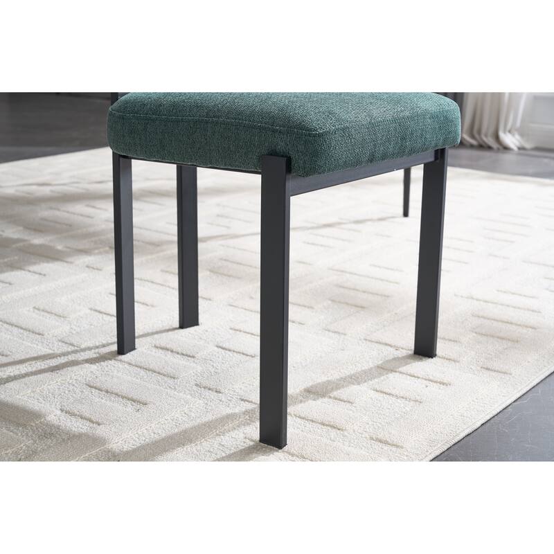 Modern Dining Room Chairs Set of 2, Mid-Century Upholstered Boucle Kitchen Dining Chairs with Metal Legs