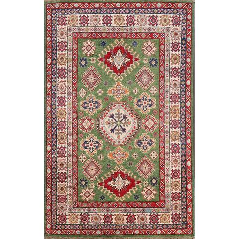 Geometric Oriental Kazak Area Rug Wool Hand-knotted Office Carpet - 4'0" x 6'7"