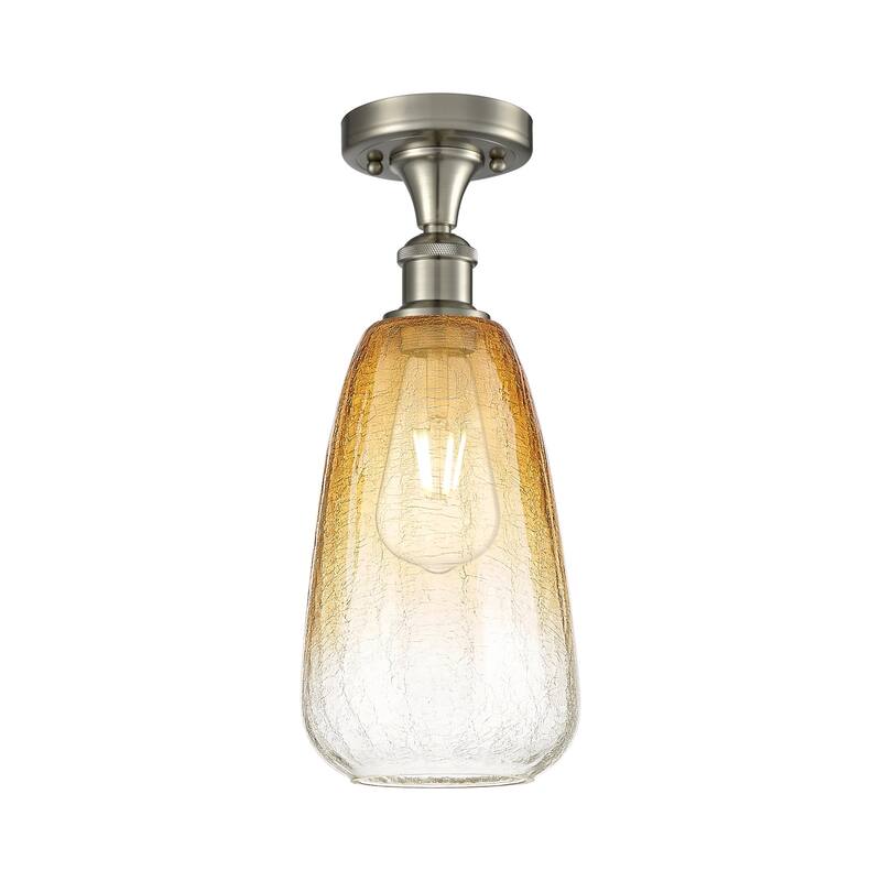 Innovations Lighting 516-1C-14-6 Brookhaven Almond Semi-Flush - Brushed Satin Nickel / Amber