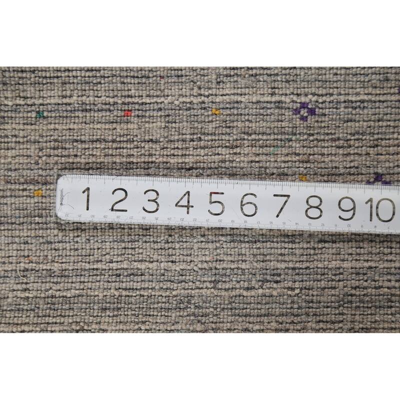 Striped Gray Gabbeh Oriental Square Area Rug Hand-Knotted Wool Carpet - 7'10"x 7'10"