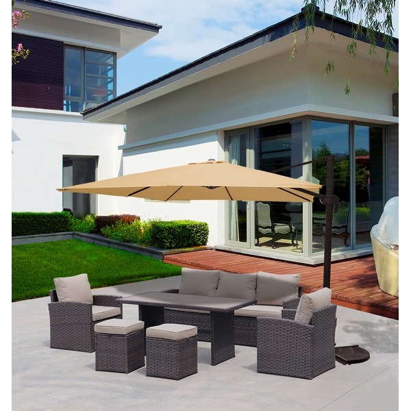 6 Piece Outdoor Patio PE Wicker Rattan Sectional Sofa Set with