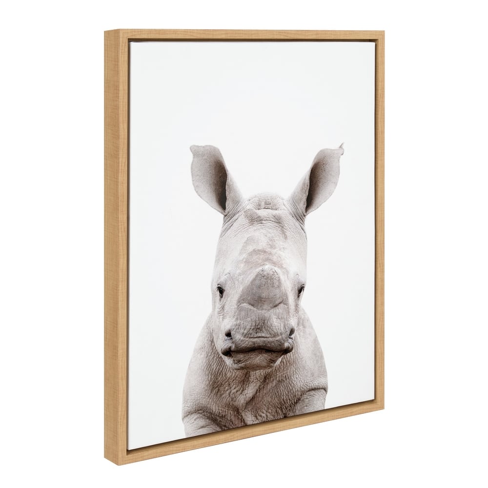 Kate and Laurel Sylvie Animal Studio Baby Rhino Framed Canvas by Amy Peterson Art Studio