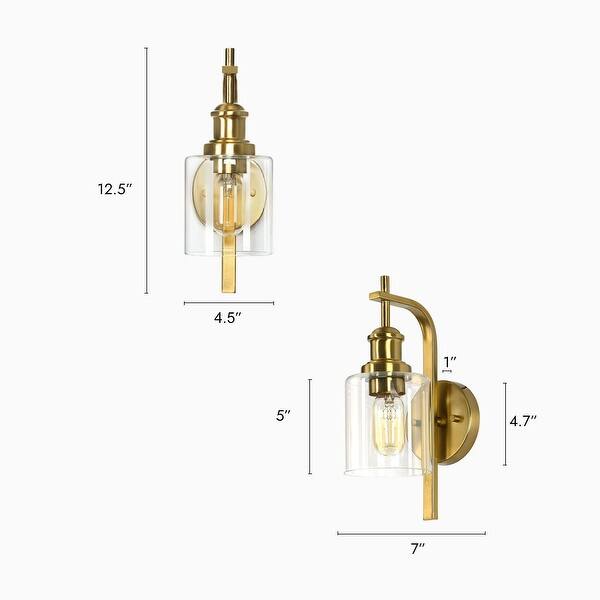 Modern Gold 1-Light Wall Sconce Farmhouse Clear Glass Bathroom Vanity ...