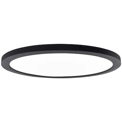 Luxrite Slim 12 Inch LED Flush Mount Ceiling Light, 22W 1400LM, 5CCT 2700K-5000K, Dimmable, Wet Rated - Black
