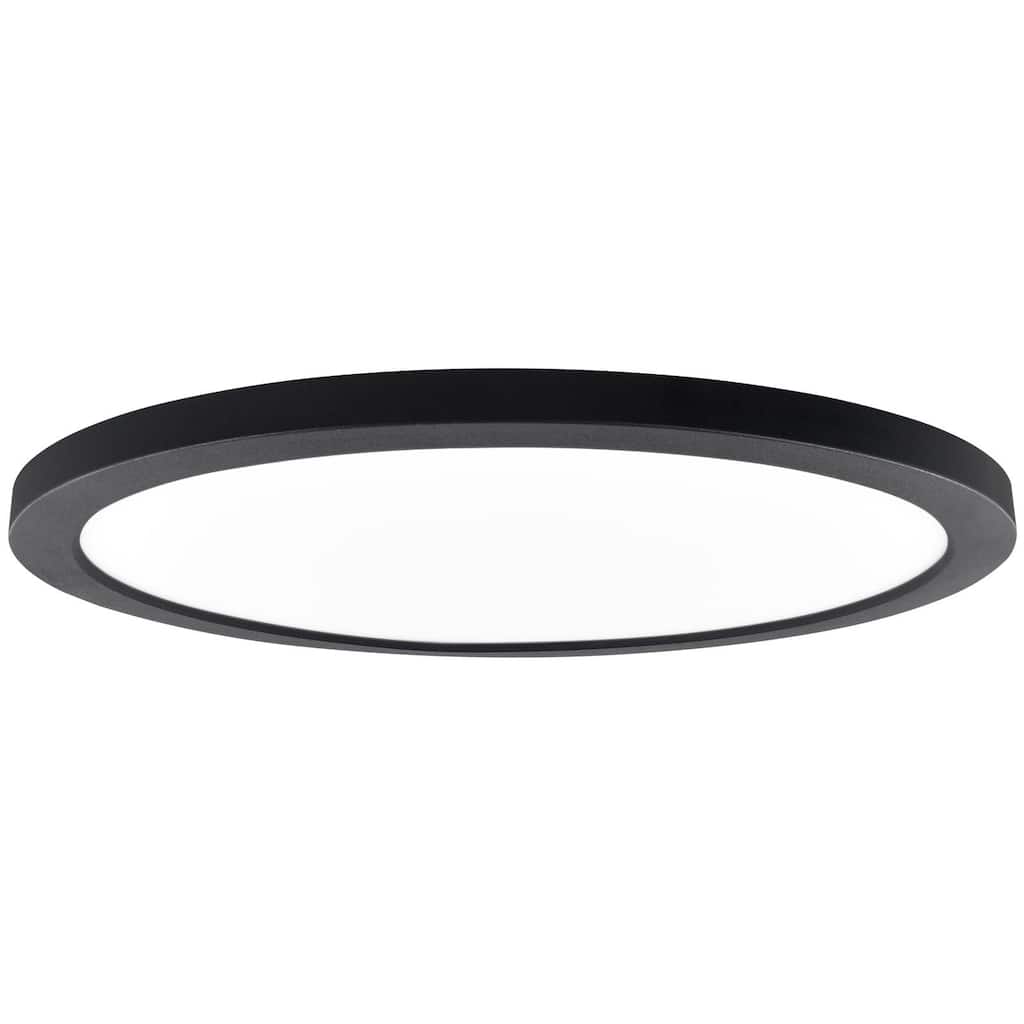 Luxrite Slim 12 Inch LED Flush Mount Ceiling Light, 22W 1400LM, 5CCT 2700K-5000K, Dimmable, Wet Rated - Black
