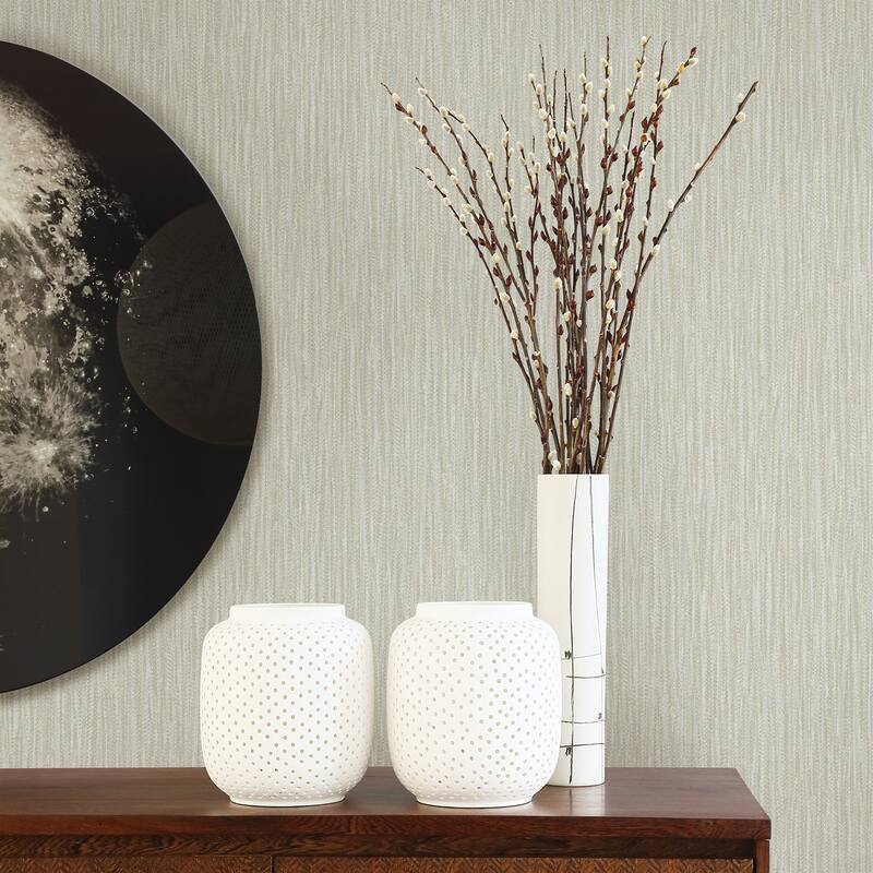 A-Street Prints Raffia Thames Light Grey Faux Grasscloth Wallpaper