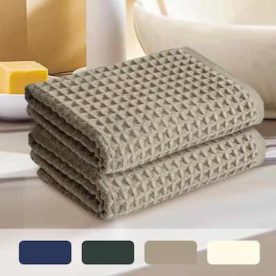 2 Pack Cotton Bath Towel Set Waffle Absorbent Quick Dry Bath Towels