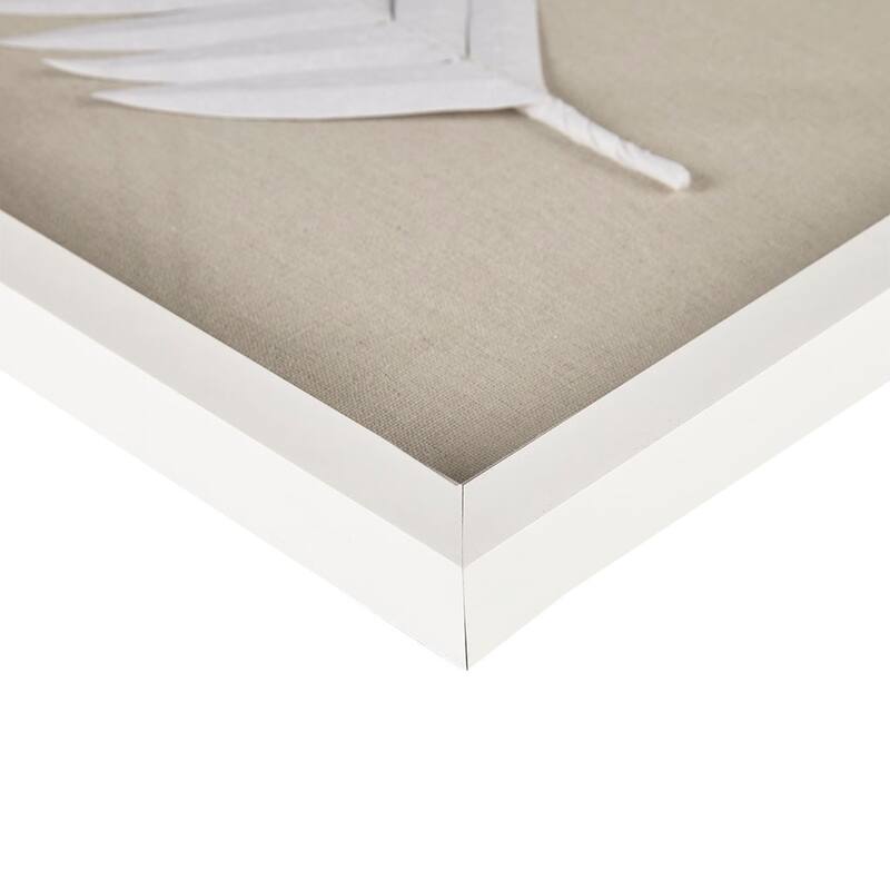 Roomfitters 3-Piece Framed Rice Paper Palm Leaf Shadowbox Wall Decor Set, White Coastal Botanical Art for Living Room