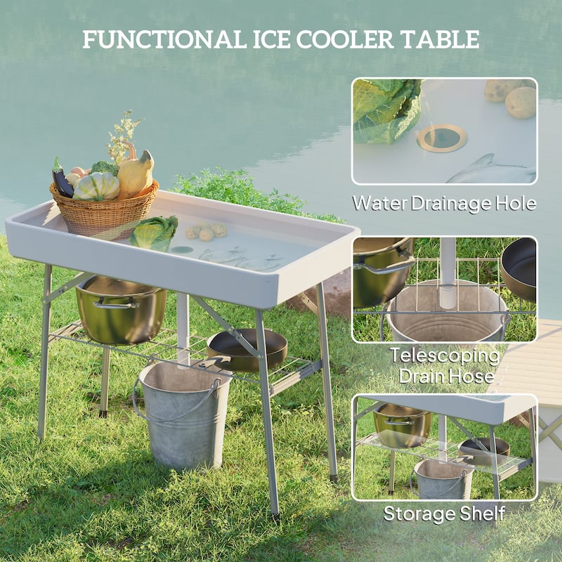 GDFStudio - Orion Folding Outdoor Ice Cooler Table for Effortless Entertaining