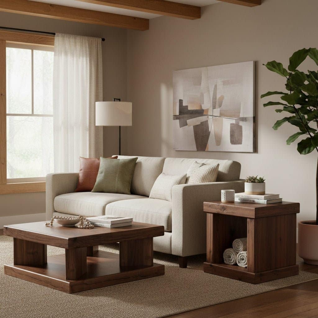 Origins by Alpine Sequoia 24.5" W End Table, Walnut Brown