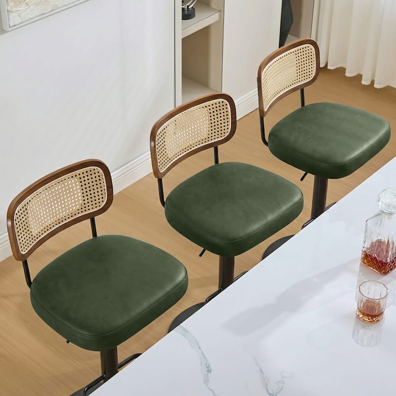 Adjustable Height Swivel Bar Stools with Back and Footrest - 17.7"W x 15.75"D x 35"-42.9"H