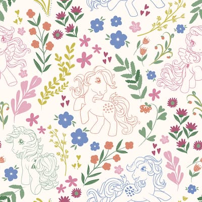 RoomMates My Little Pony Retro Floral Cream Peel and Stick Wallpaper