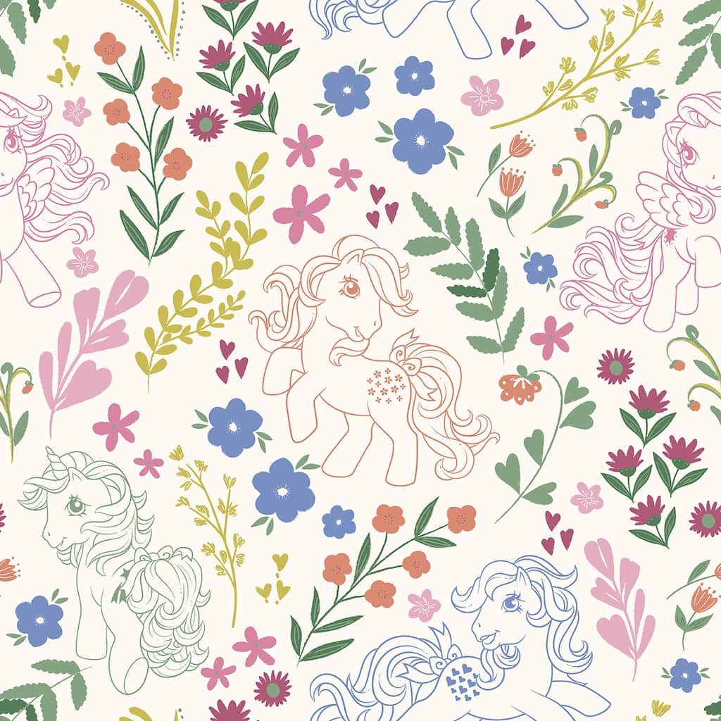 RoomMates My Little Pony Retro Floral Cream Peel and Stick Wallpaper