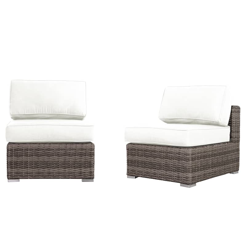 Resort Grade Set 7 Piece Rattan Sunbrella Sectional Seating Group