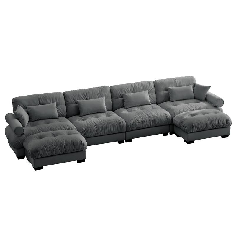 166" Modular U-shaped Sectional Sofa Cloud Couch with Movable Ottomans